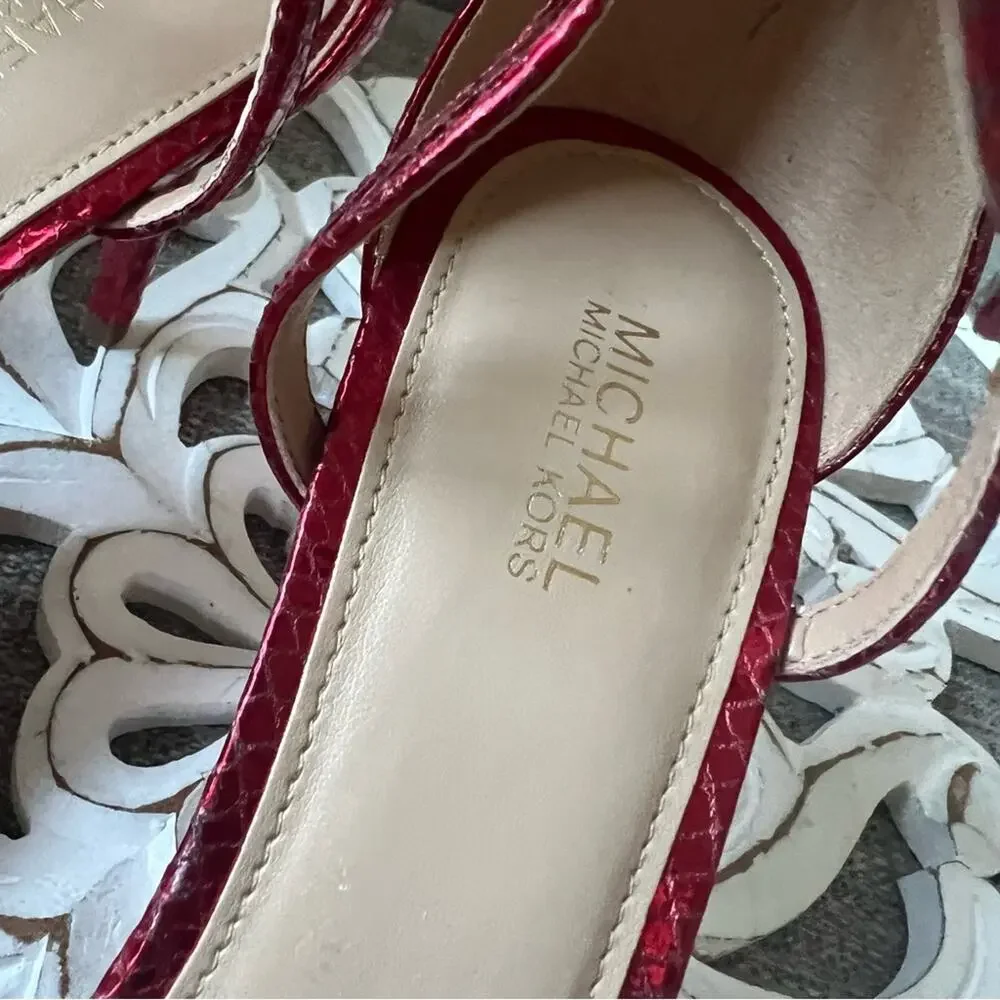 Michael Kors Red Leather High Heels Women’s 8 NEW
